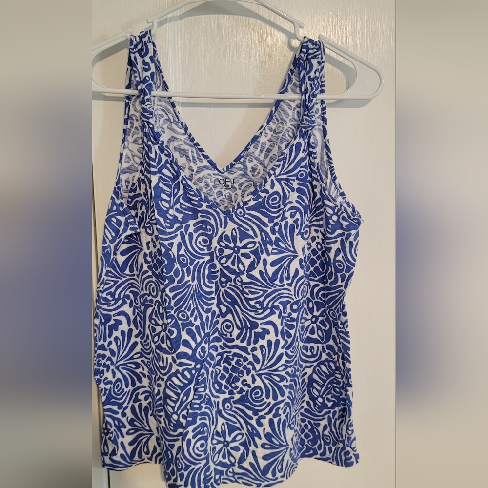 LOFT blue & White Tank Top, Size M